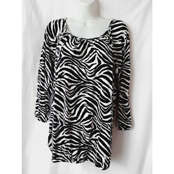 Michael kors zebra stripe stretch soft knit sz small blouse - Picture 1 of 4